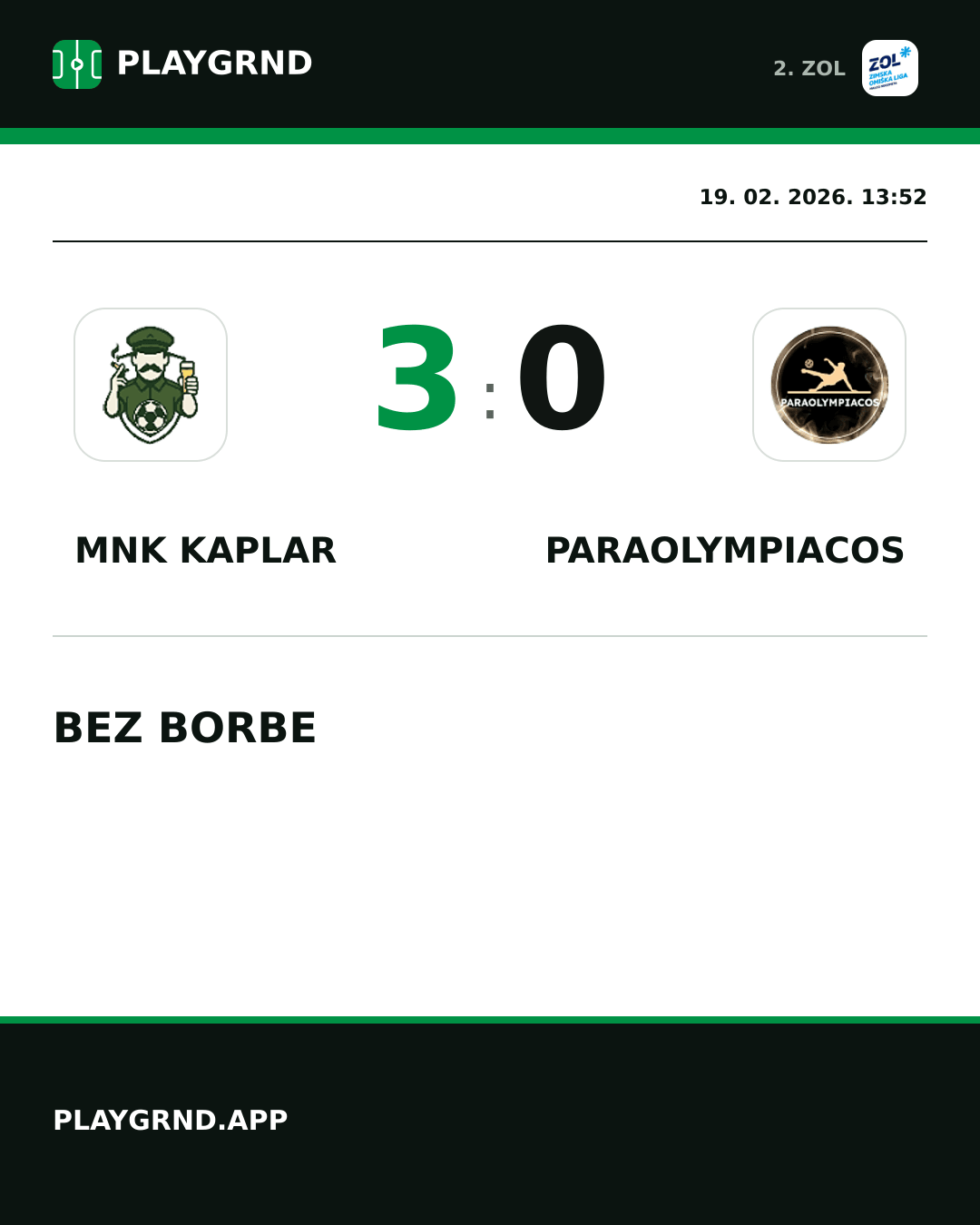Instagram slika: MNK Kaplar 3:0 Paraolympiacos