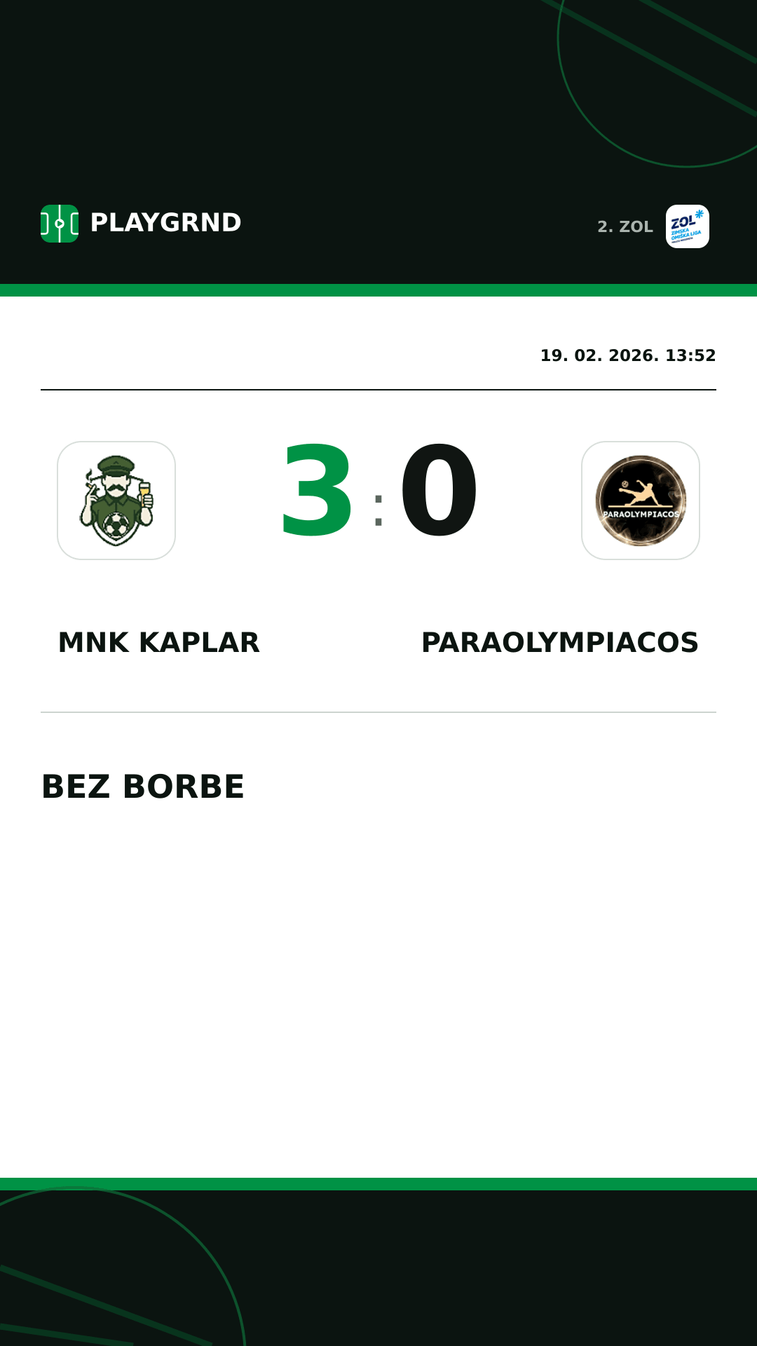 Instagram slika: MNK Kaplar 3:0 Paraolympiacos