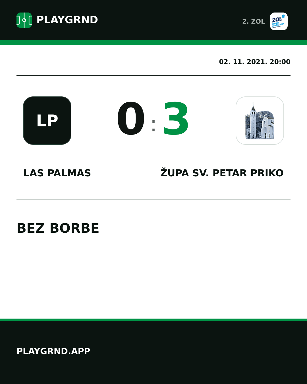 Instagram slika: Las Palmas 0:3 Župa Sv. Petar Priko