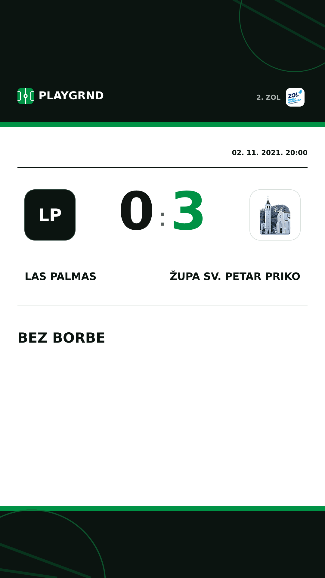 Instagram slika: Las Palmas 0:3 Župa Sv. Petar Priko