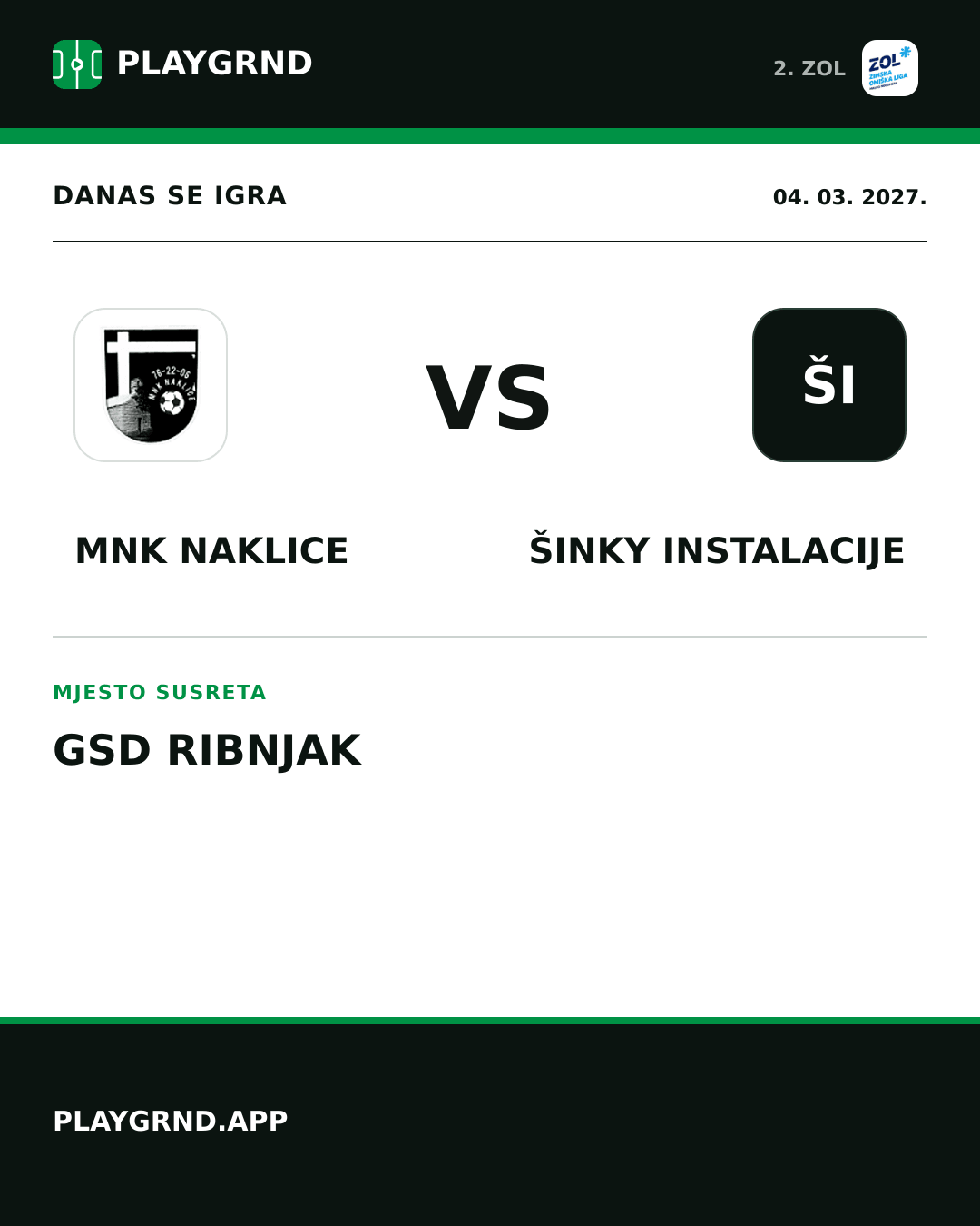 Instagram slika: MNK Naklice vs Šinky Instalacije