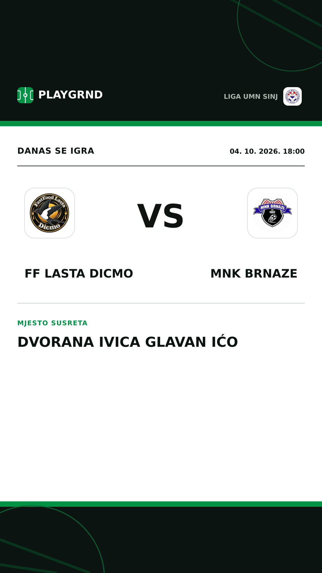 Instagram slika: FF Lasta Dicmo vs MNK Brnaze