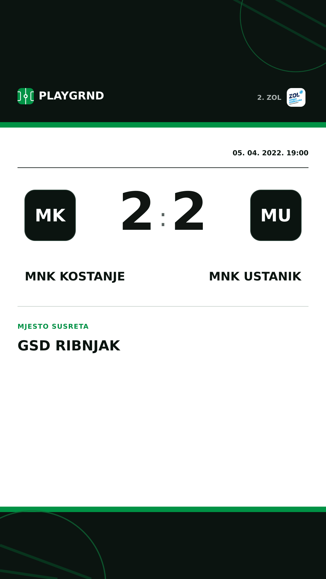 Instagram slika: MNK Kostanje 2:2 MNK Ustanik