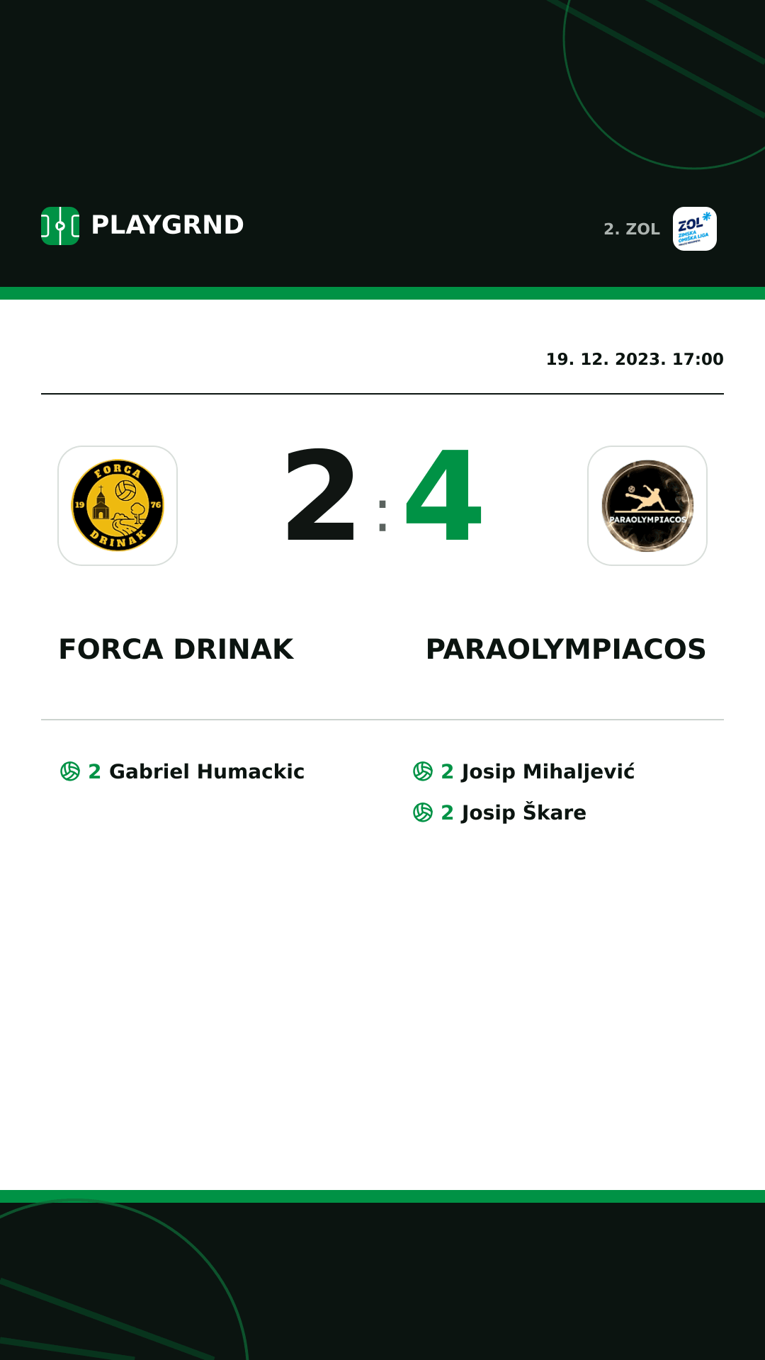 Instagram slika: Forca Drinak 2:4 Paraolympiacos