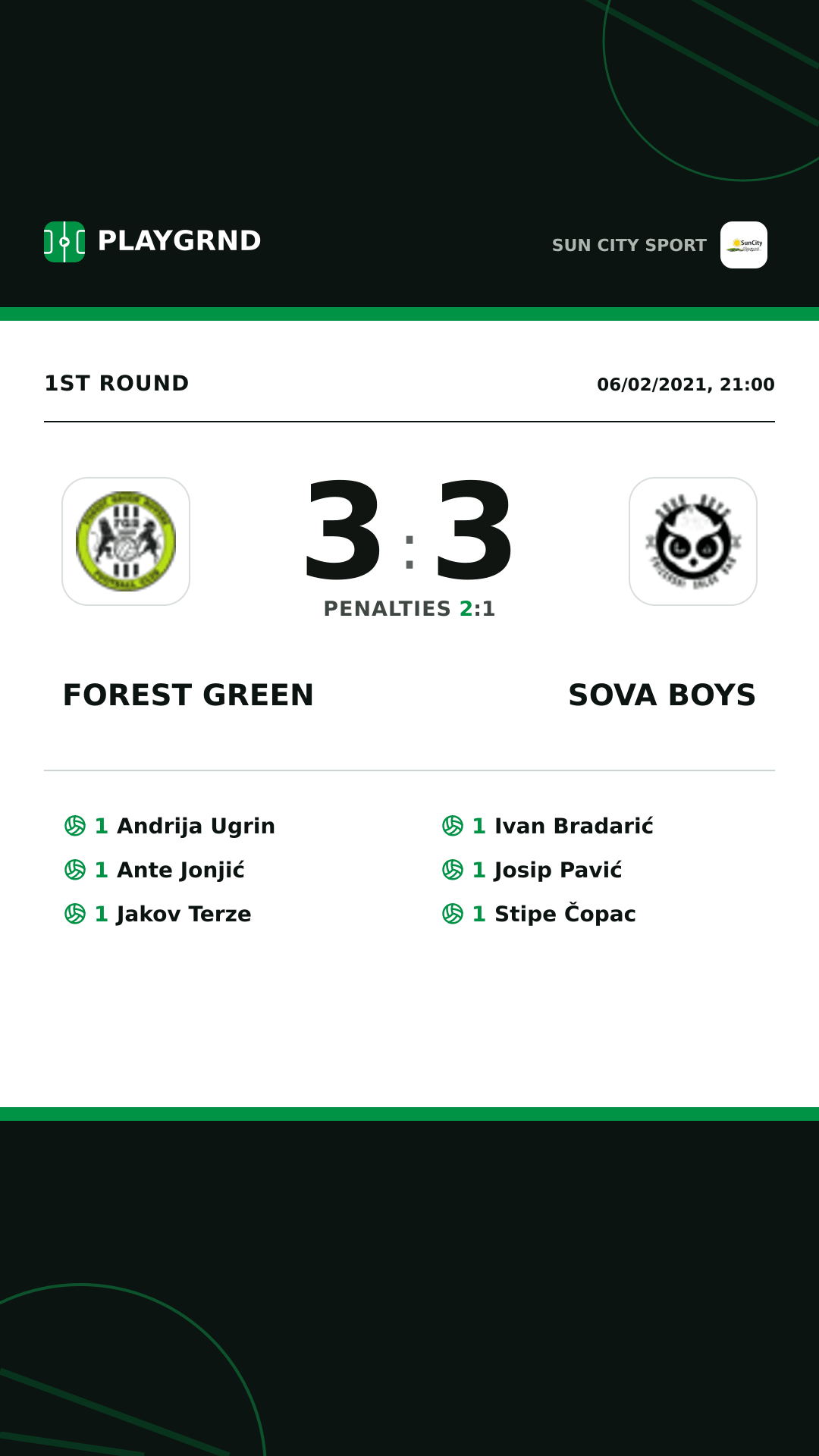 Instagram artwork: Forest Green 3:3 Sova Boys