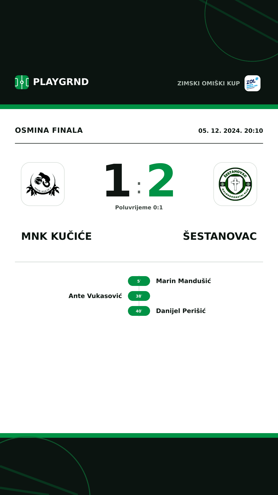 Instagram slika: MNK Kučiće 1:2 Šestanovac