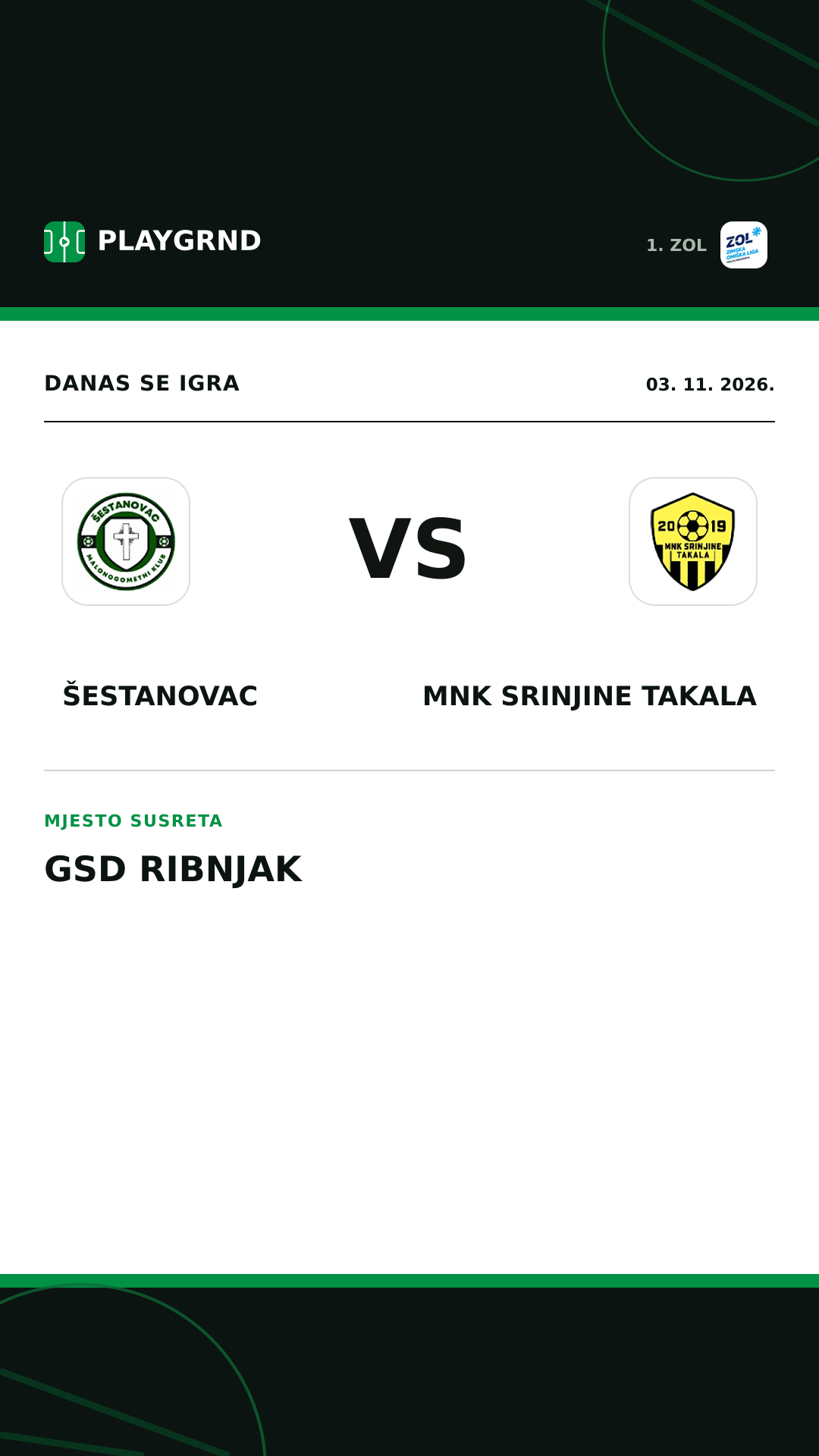 Instagram slika: Šestanovac vs MNK Srinjine Takala