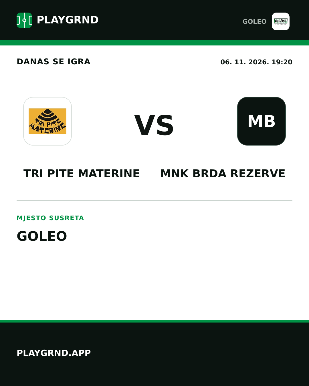 Instagram slika: Tri Pite Materine vs MNK Brda Rezerve