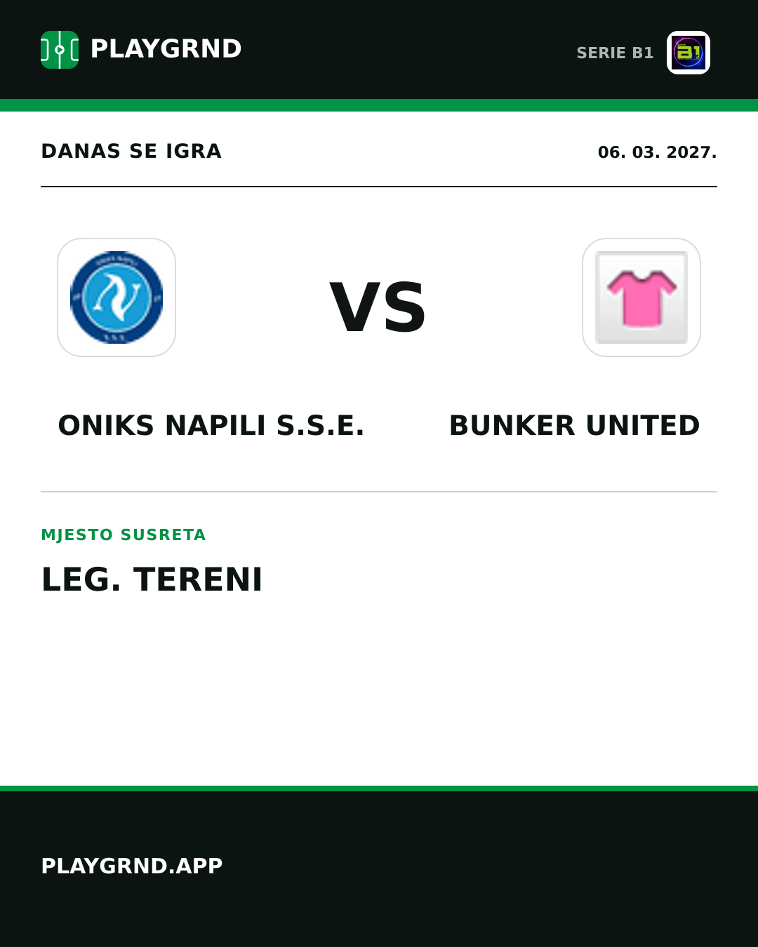 Instagram slika: Oniks Napili S.S.E. vs Bunker United