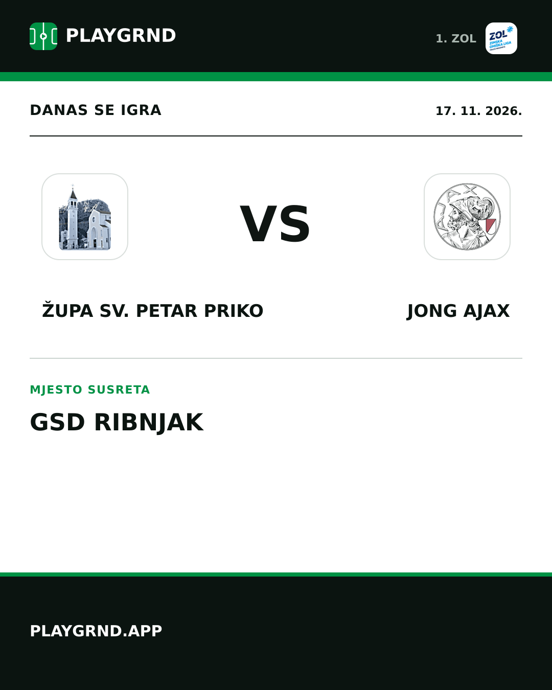 Instagram slika: Župa Sv. Petar Priko vs Jong Ajax