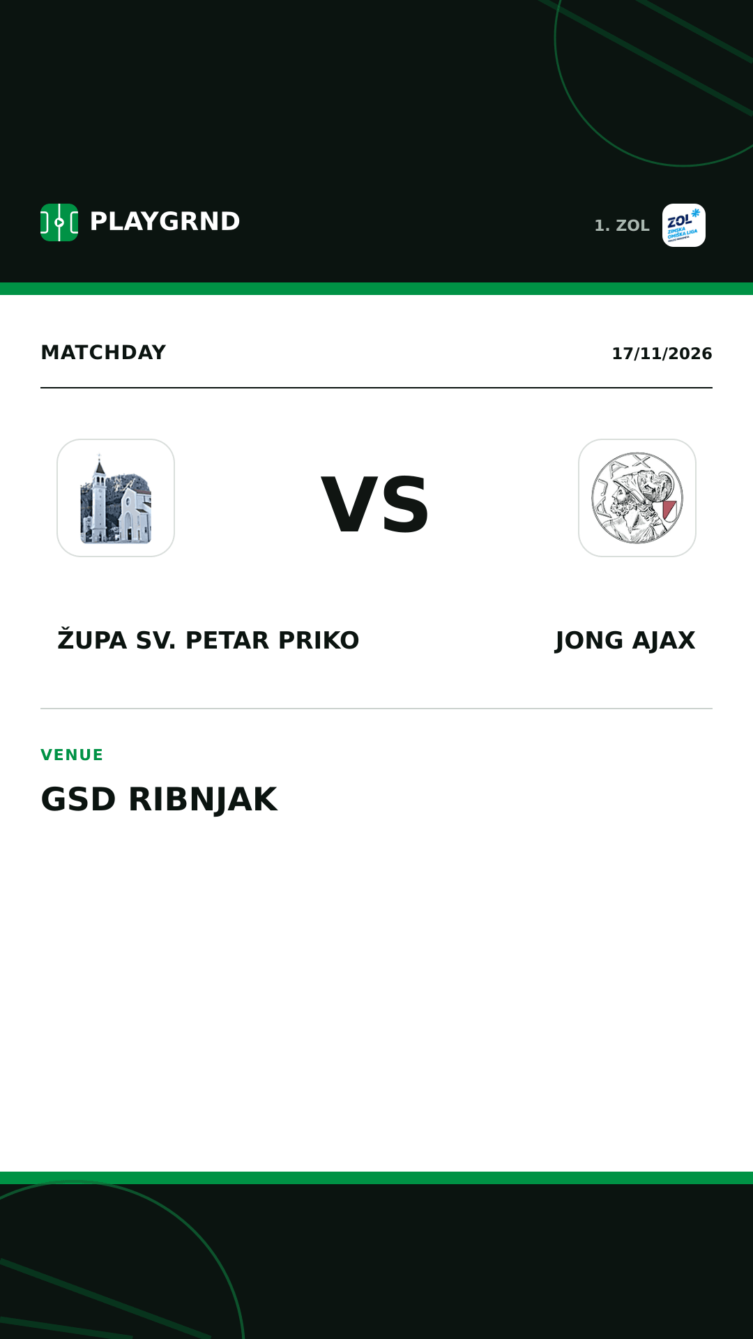 Instagram artwork: Župa Sv. Petar Priko vs Jong Ajax