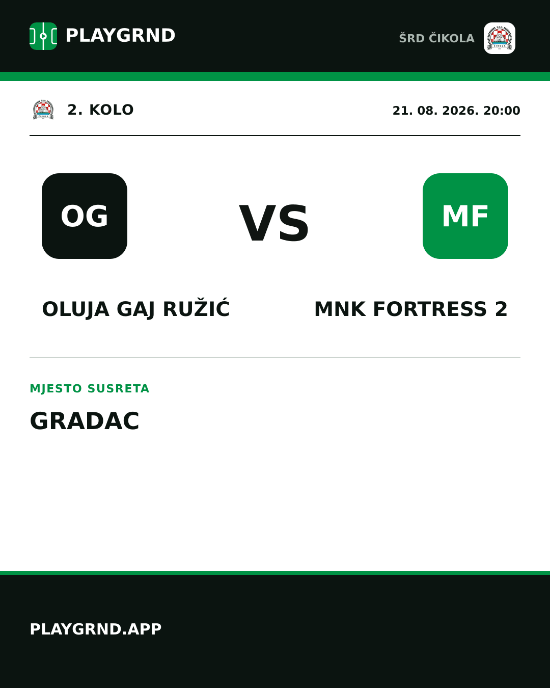 Instagram slika: Oluja Gaj Ružić vs MNK Fortress 2