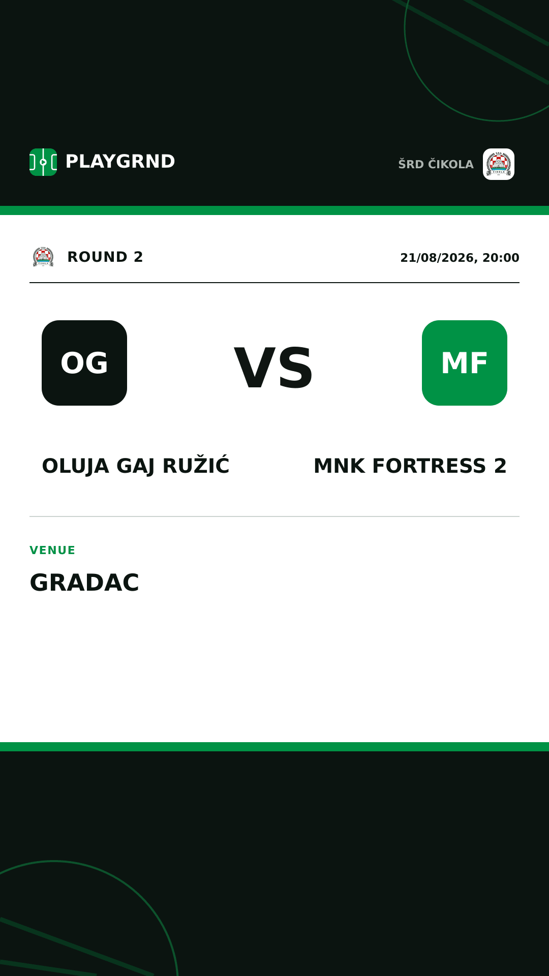 Instagram artwork: Oluja Gaj Ružić vs MNK Fortress 2