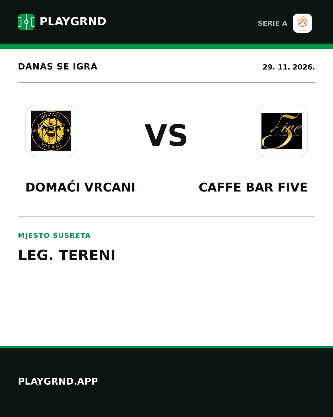 Instagram slika: Domaći Vrcani vs Caffe Bar Five