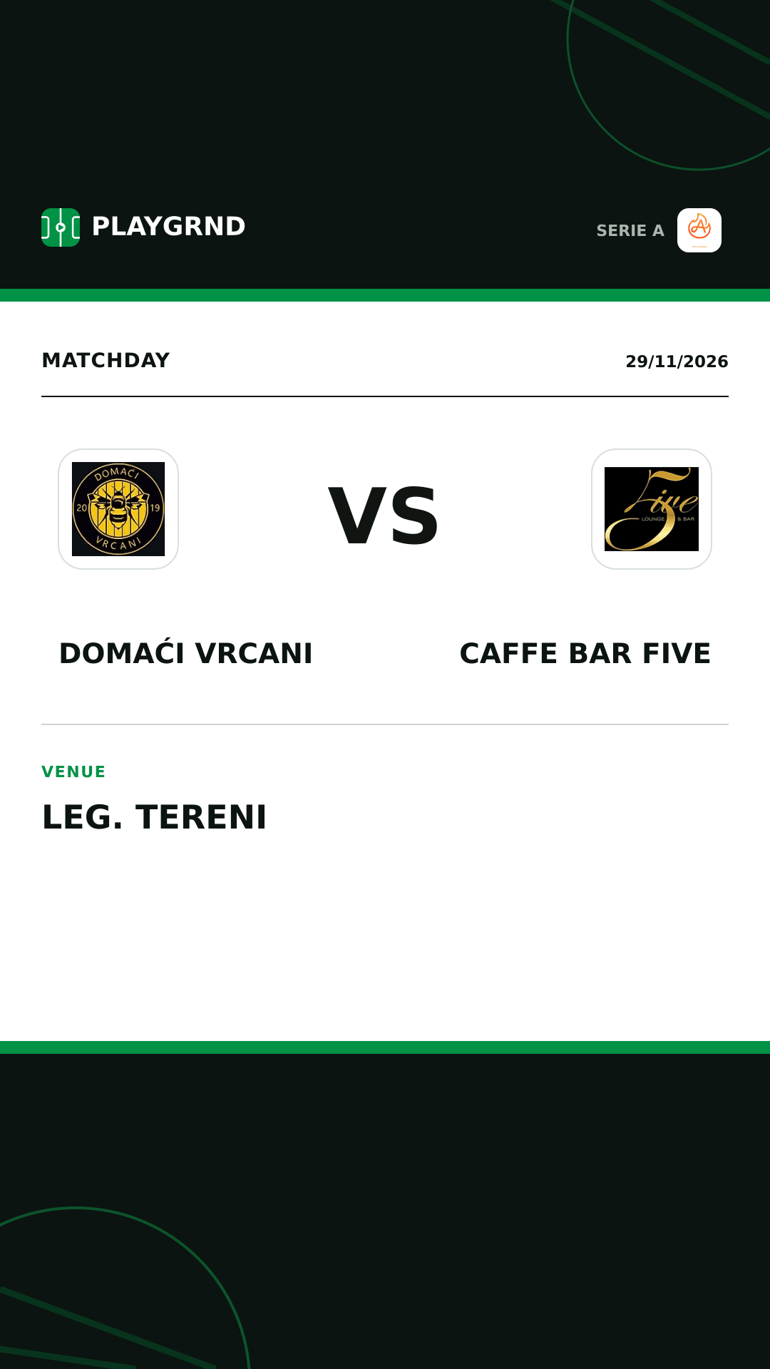 Instagram artwork: Domaći Vrcani vs Caffe Bar Five
