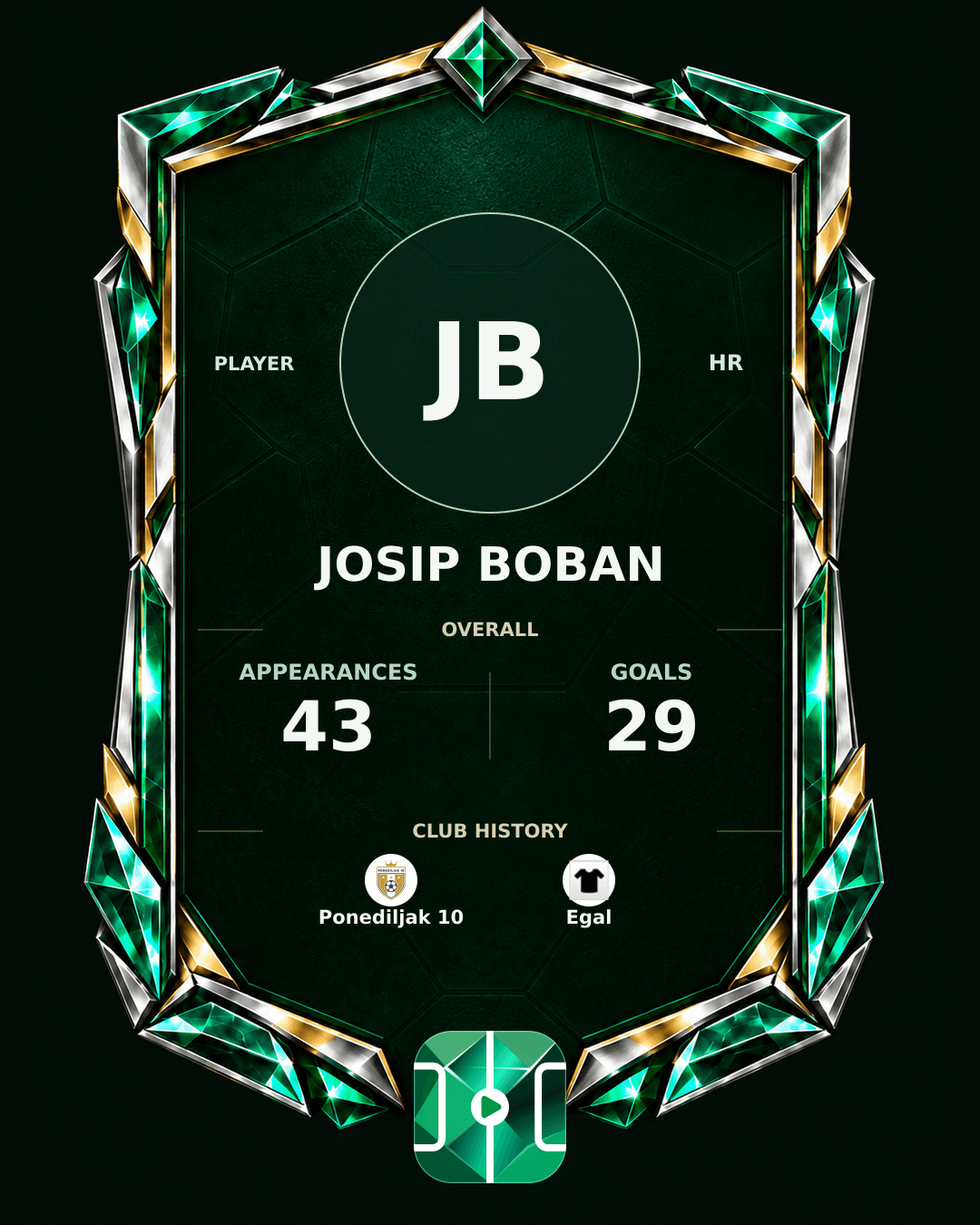 Josip Boban's PLAYGRND profile graphic