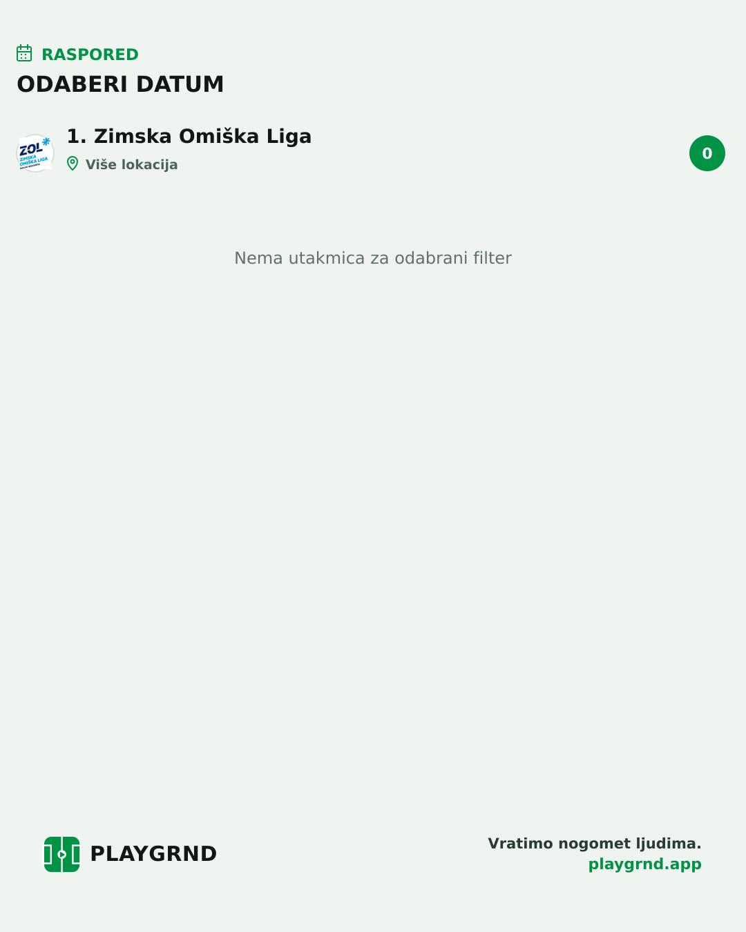 Raspored: 1. Zimska Omiška Liga