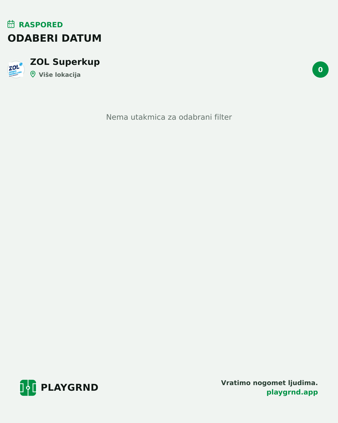 Raspored: ZOL Superkup