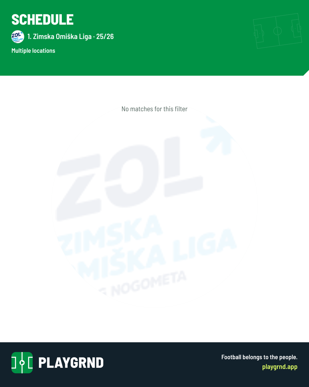 Schedule: 1. Zimska Omiška Liga