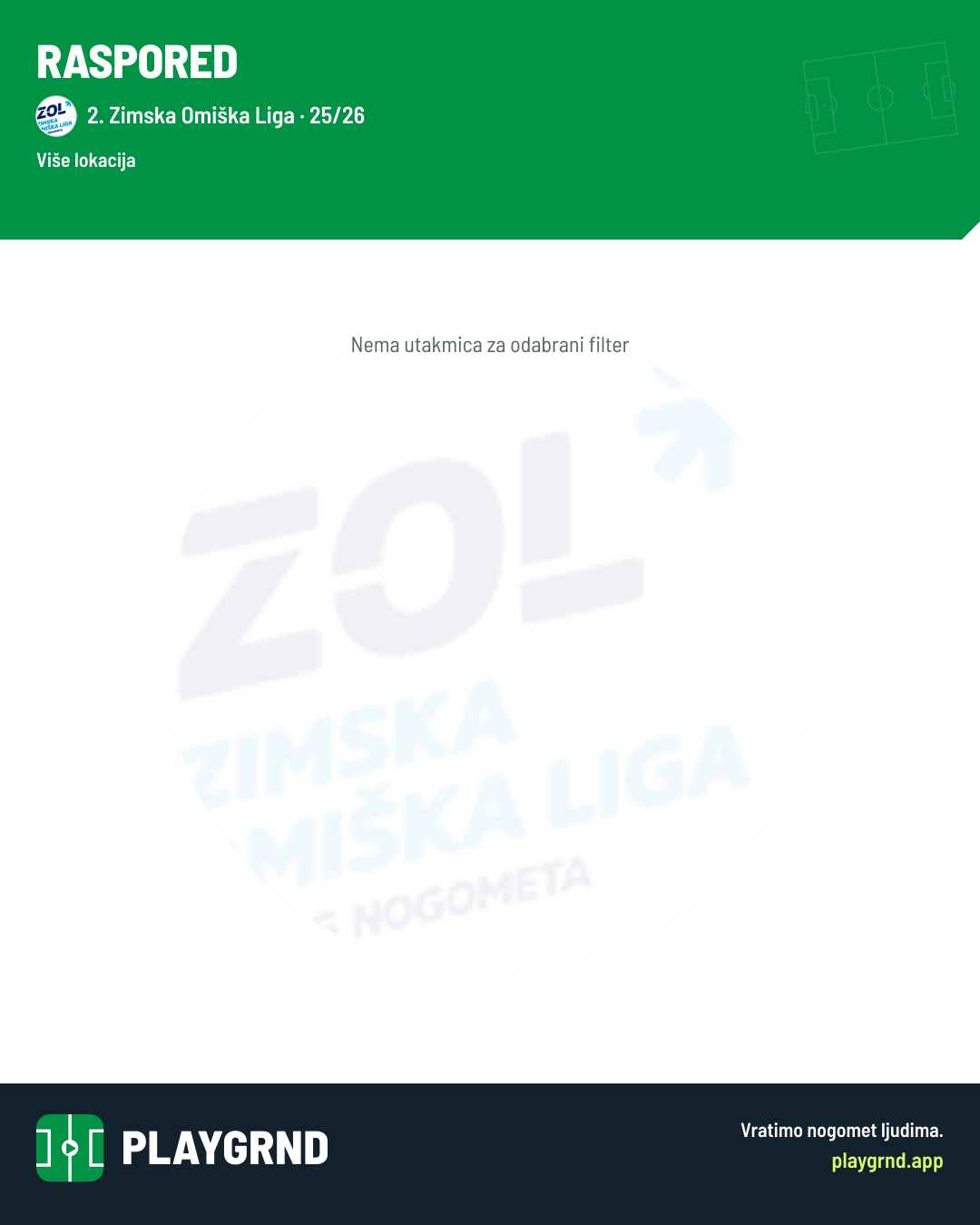 Raspored: 2. Zimska Omiška Liga