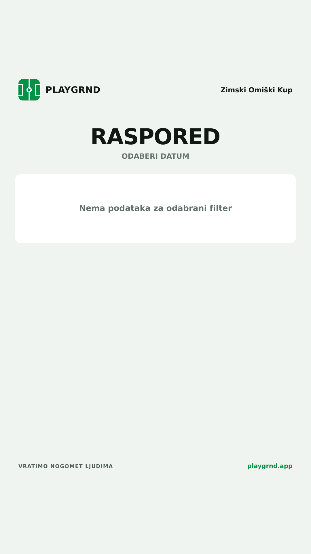Raspored: Zimski Omiški Kup