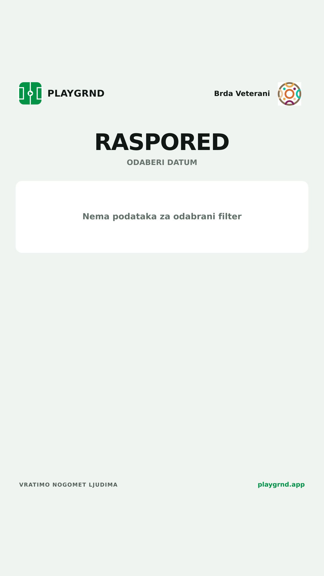 Raspored: Brda Veterani