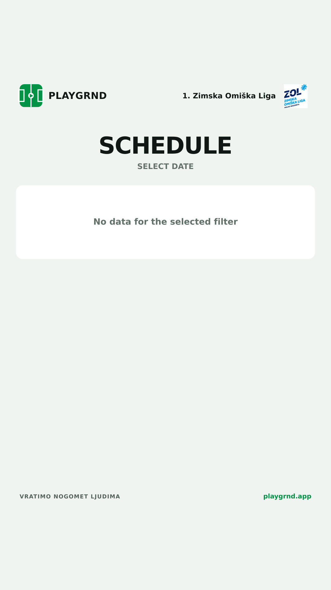Schedule: 1. Zimska Omiška Liga