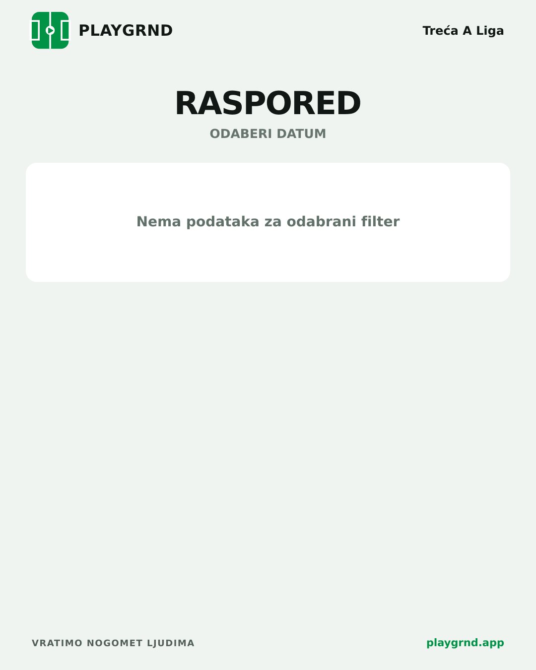 Raspored: Treća A Liga
