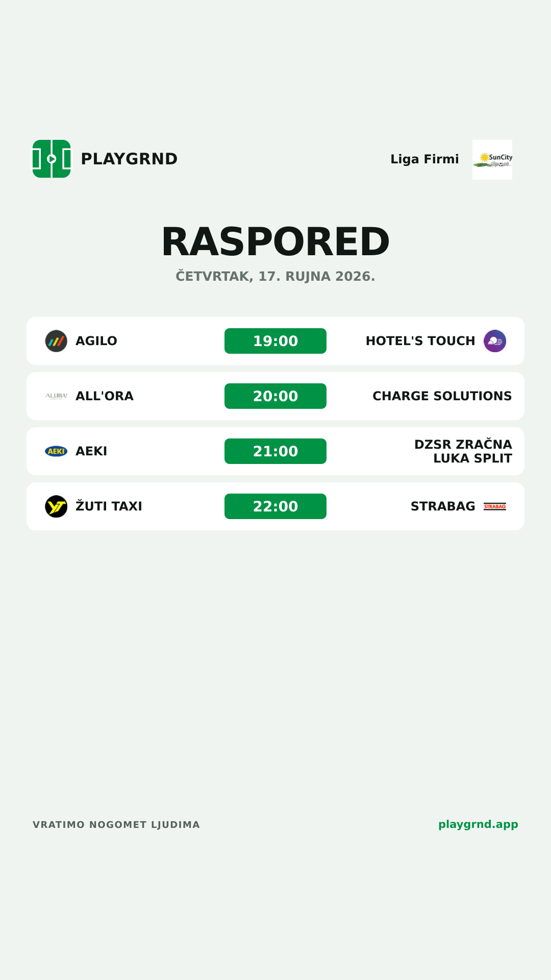 Raspored: Liga Firmi