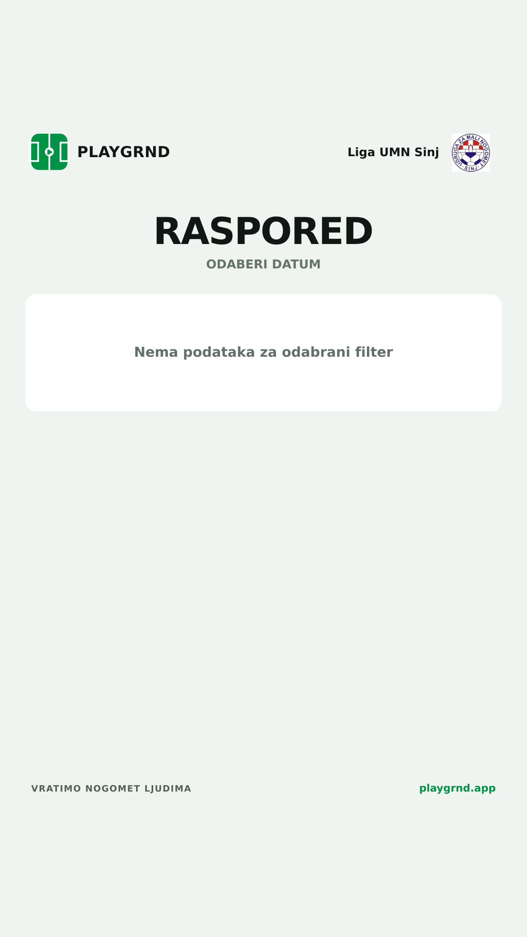 Raspored: Liga UMN Sinj