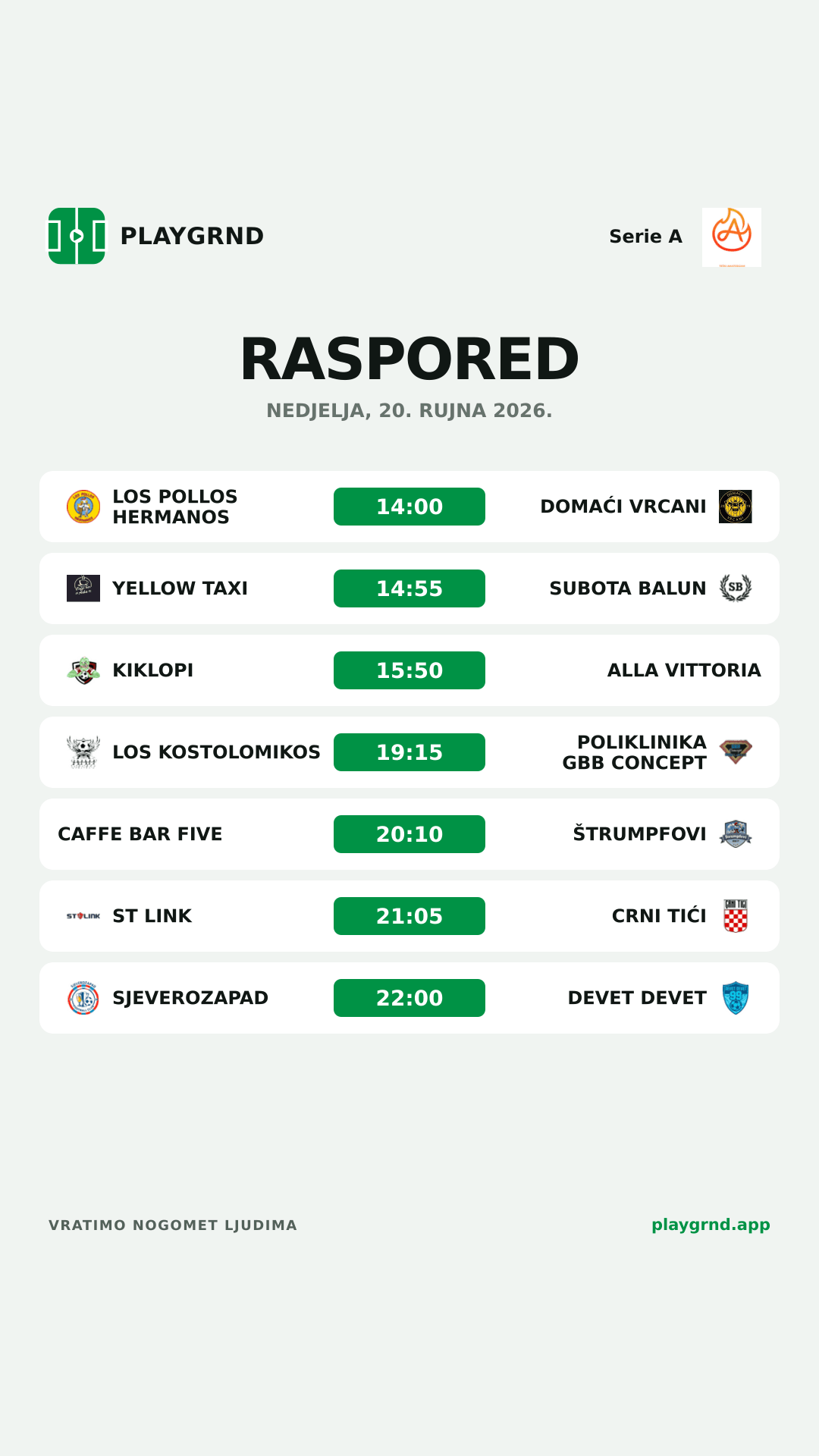 Raspored: Serie A