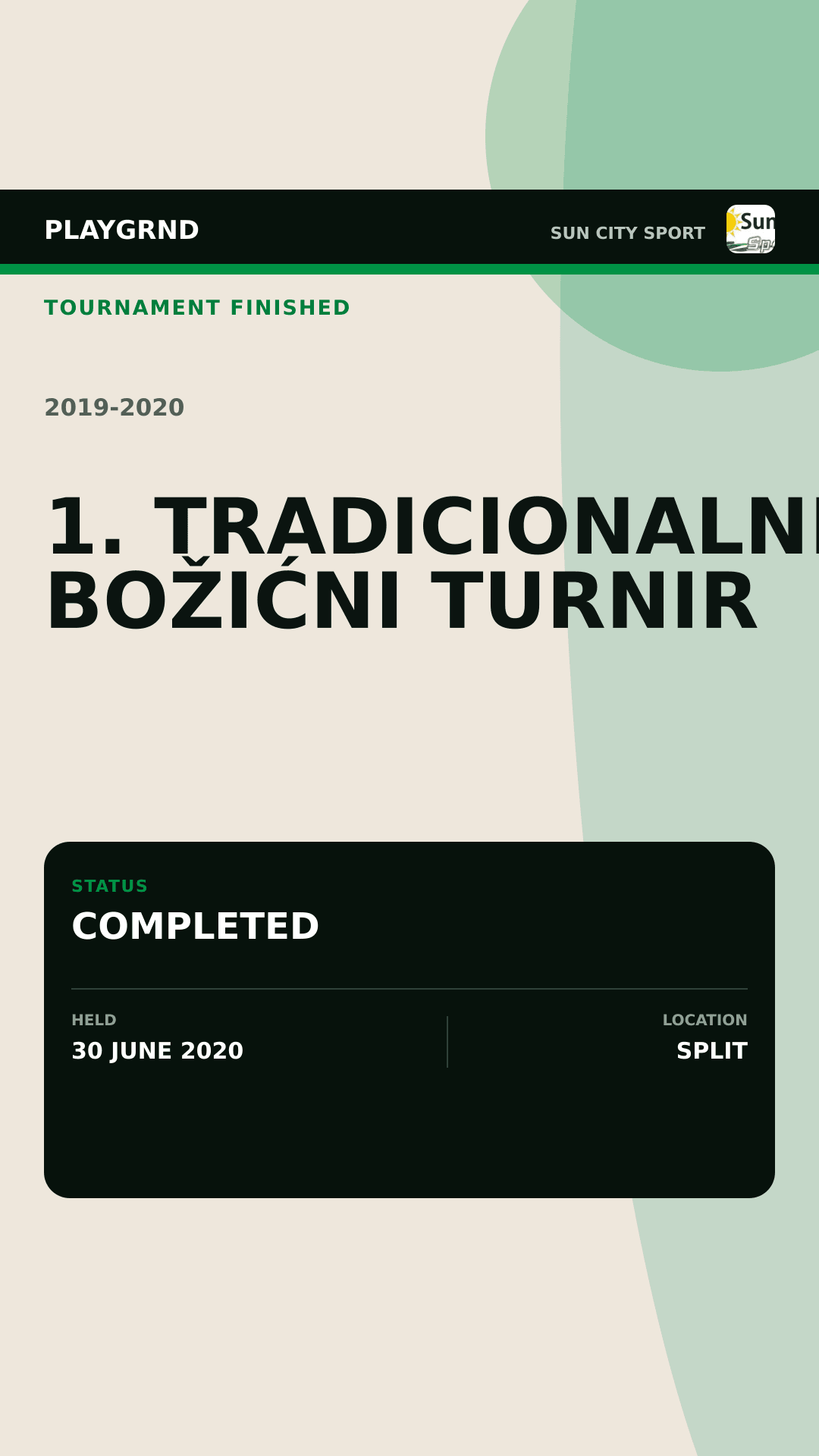 1. Tradicionalni Božićni Turnir finished tournament graphic