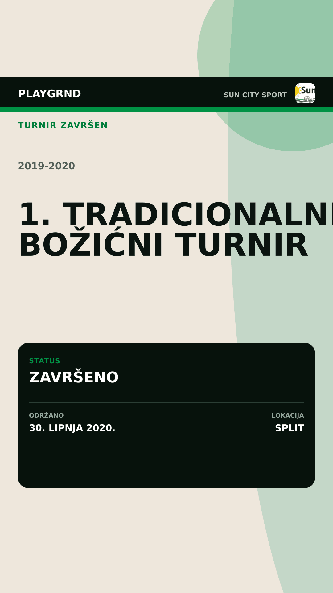 Grafika završenog turnira 1. Tradicionalni Božićni Turnir