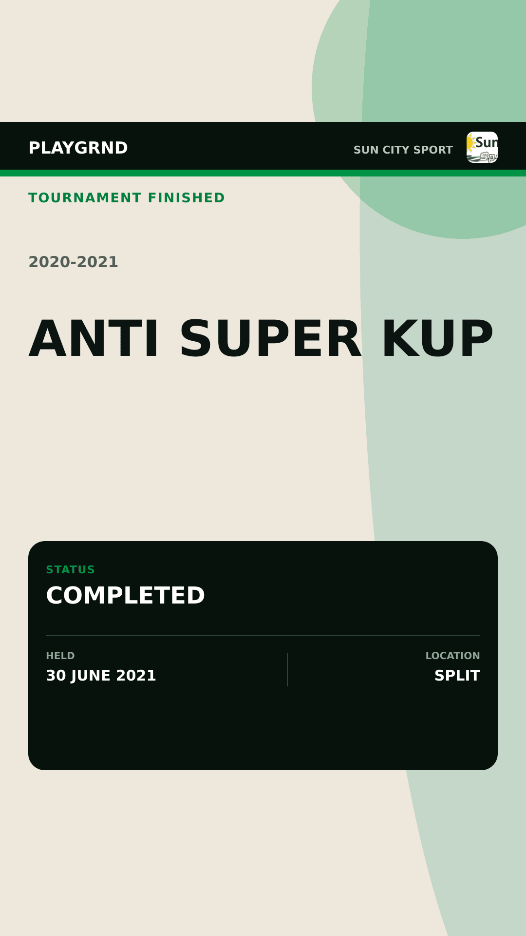 Anti Super Kup finished tournament graphic