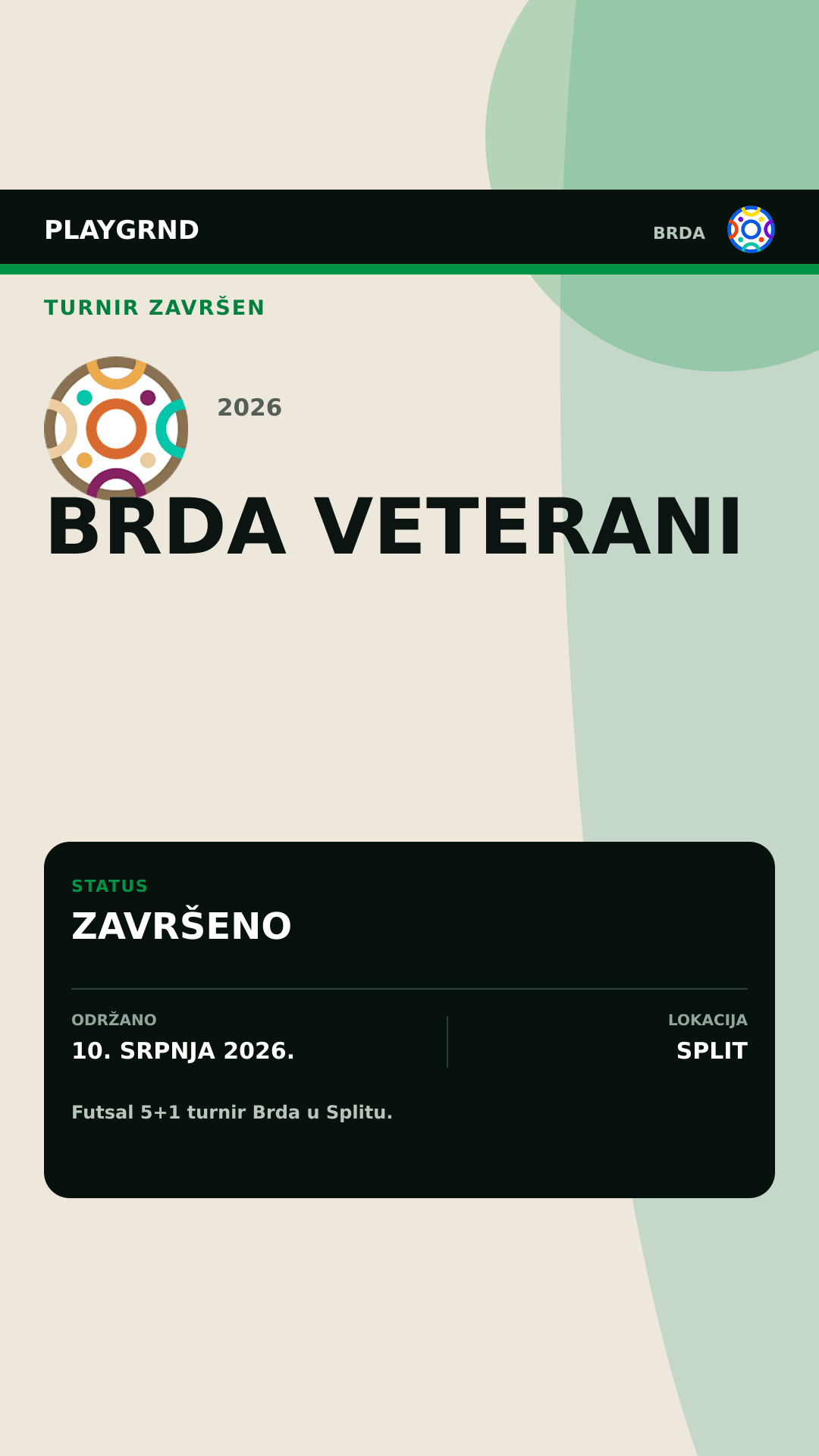 Grafika završenog turnira Brda Veterani 2026