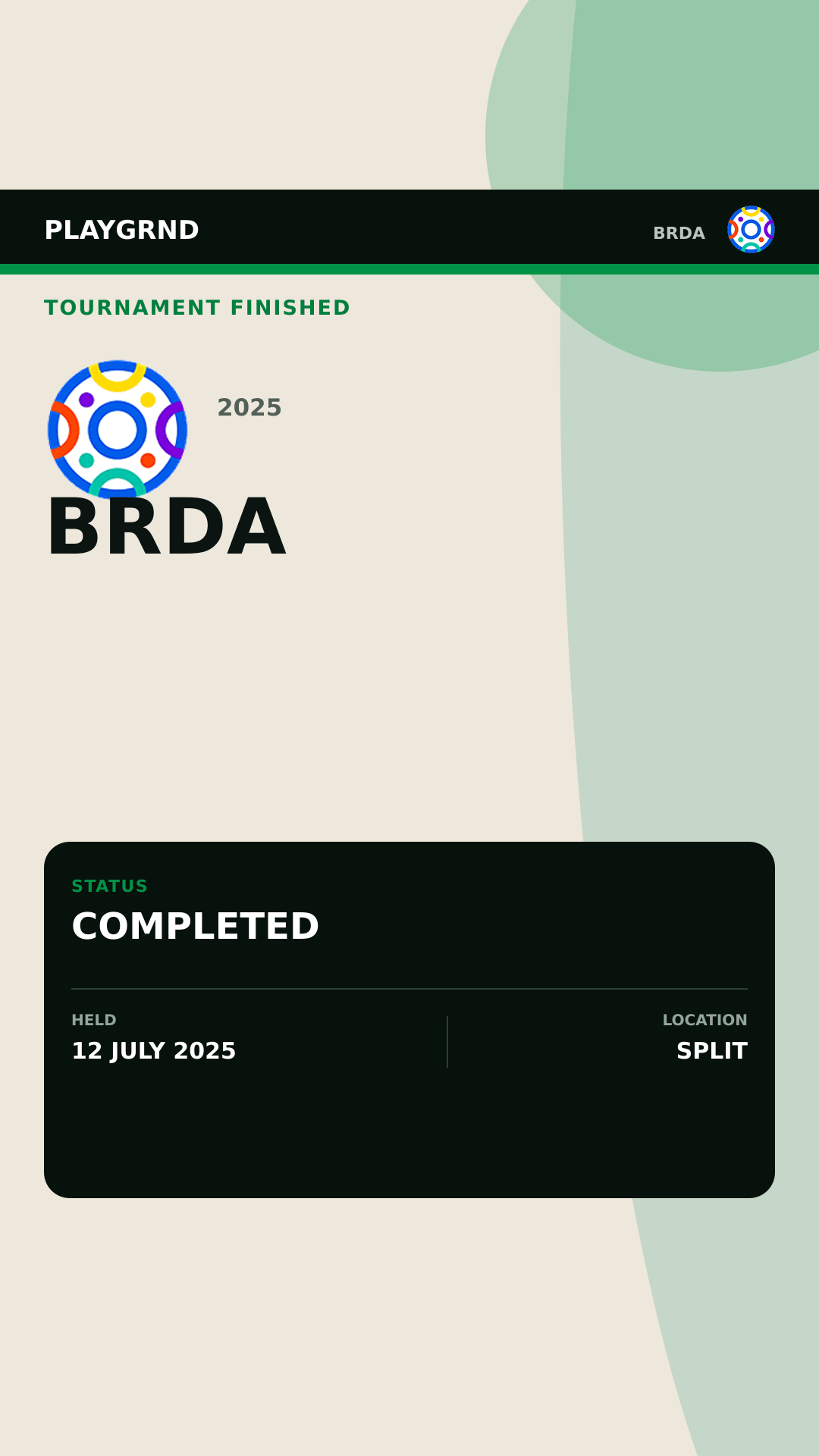 Brda 2025 finished tournament graphic