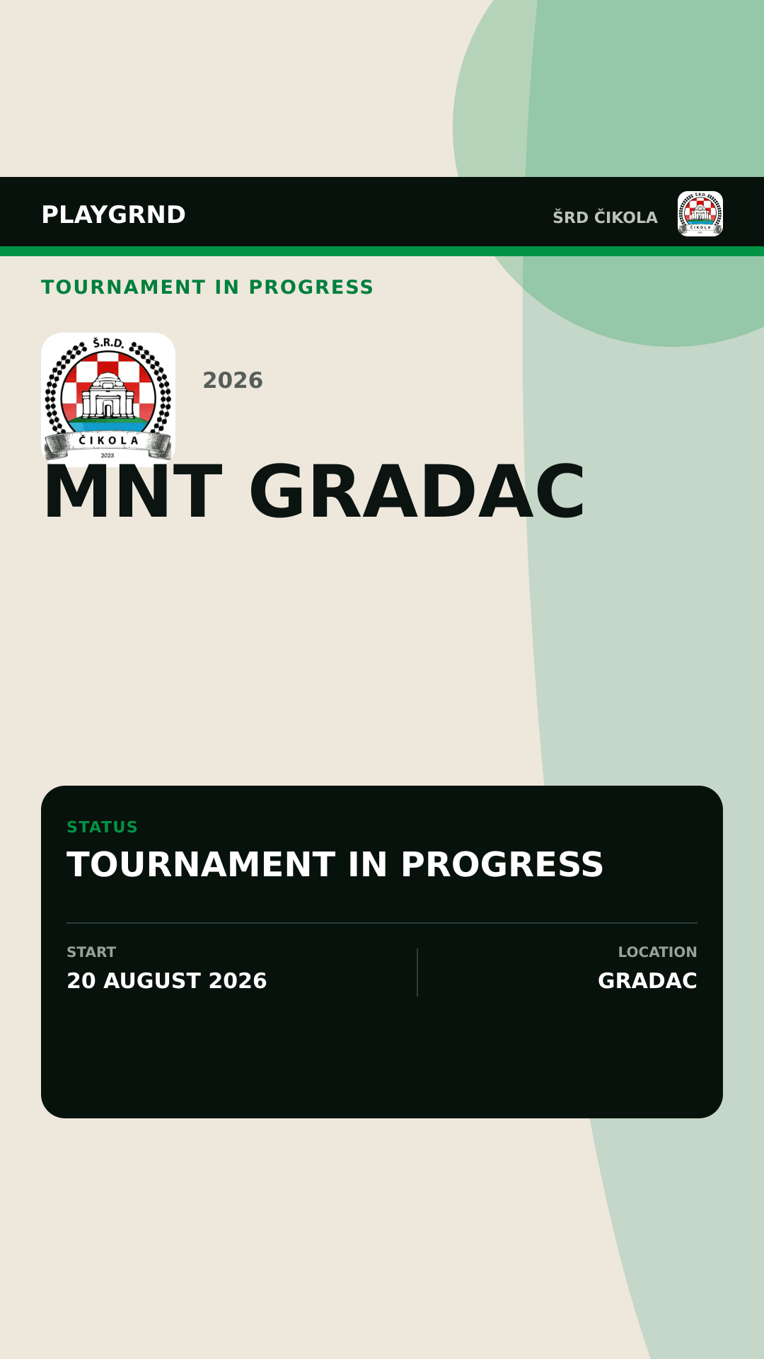 MNT Gradac 2026 tournament in progress graphic