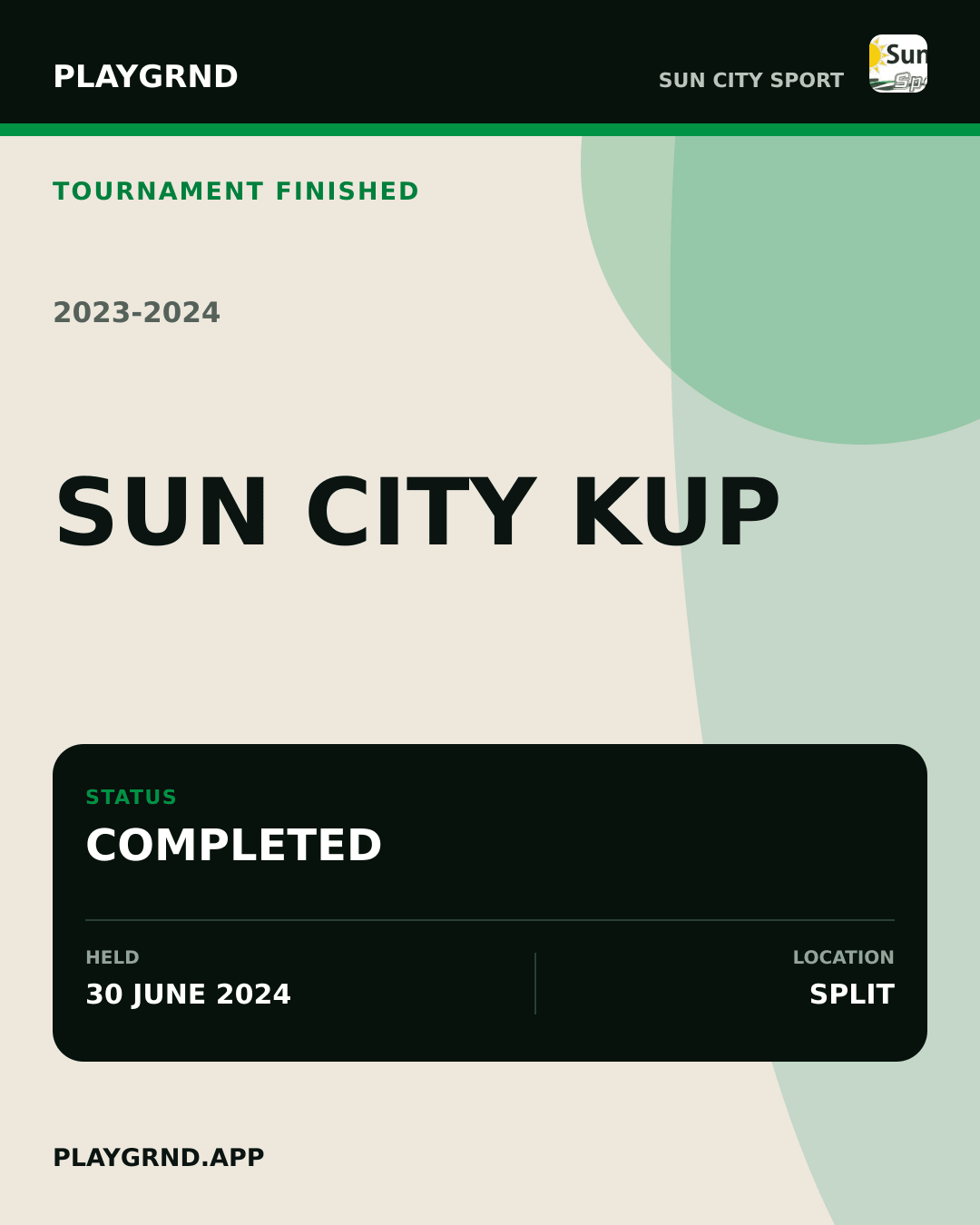 Sun City Kup 2023/2024 finished tournament graphic
