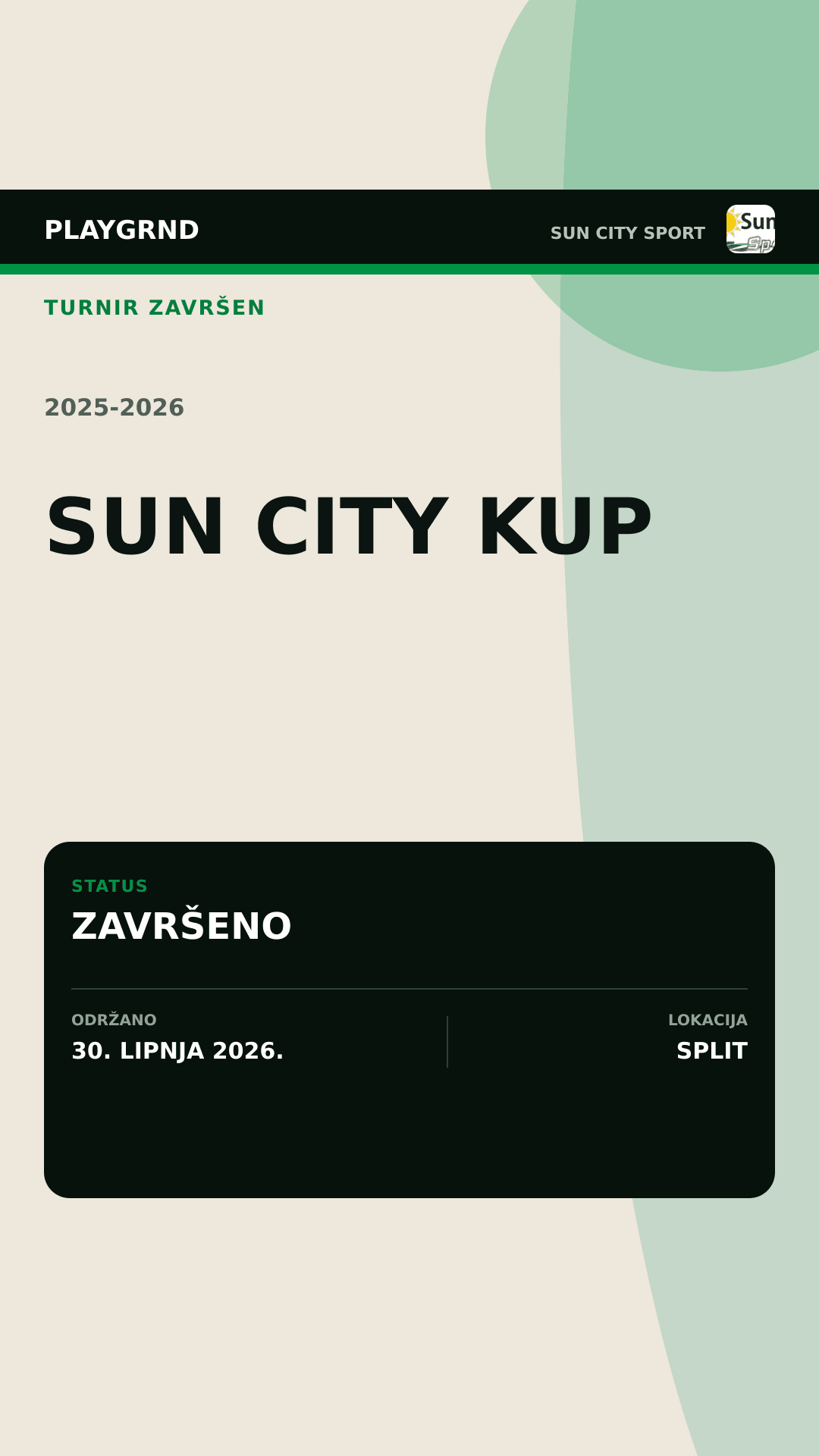 Grafika završenog turnira Sun City Kup 2025/2026