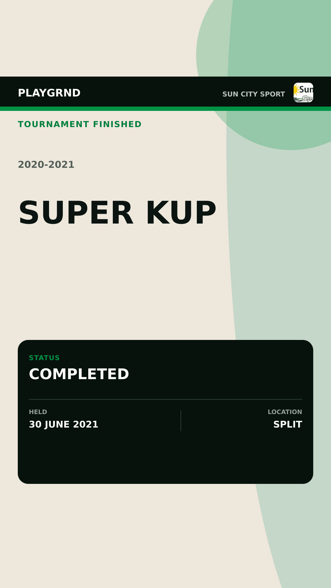 Super Kup finished tournament graphic